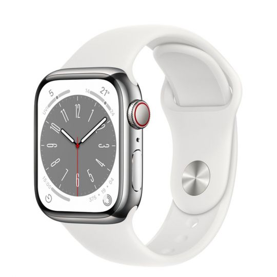 Apple Watch 8 (GPS + Cellular) 41mm Weiß Edelstahl / Sport Band | ARLT  Computer