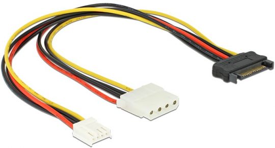 Kabel Y-Power SATA Stecker 15 Pin > 4 Pin Molex Buchse + 3,5 Floppy | ARLT  Computer