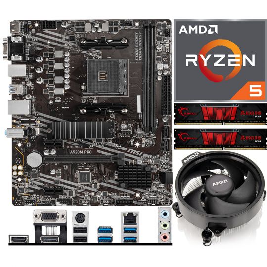 Aufrüstkit AMD Ryzen 5 5600G (6x 3,9GHz) + 16GB RAM + MSI A520M Pro Mainboard 