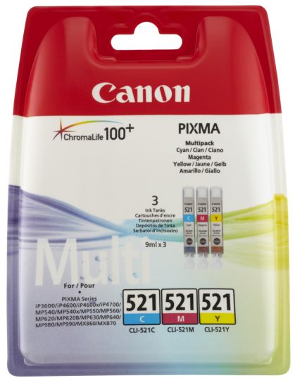 Cyan, | Canon Magenta CLI-521 Tintenpatrone Gelb, Multipack ARLT Computer