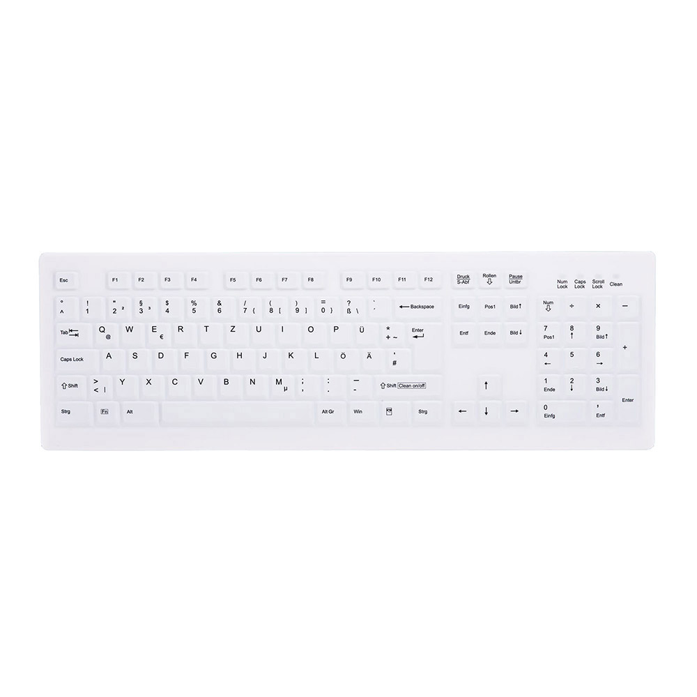 Active Key AK-C8100F wischdesinfizierbare Hygiene-Tastatur, kabellos, weiß 