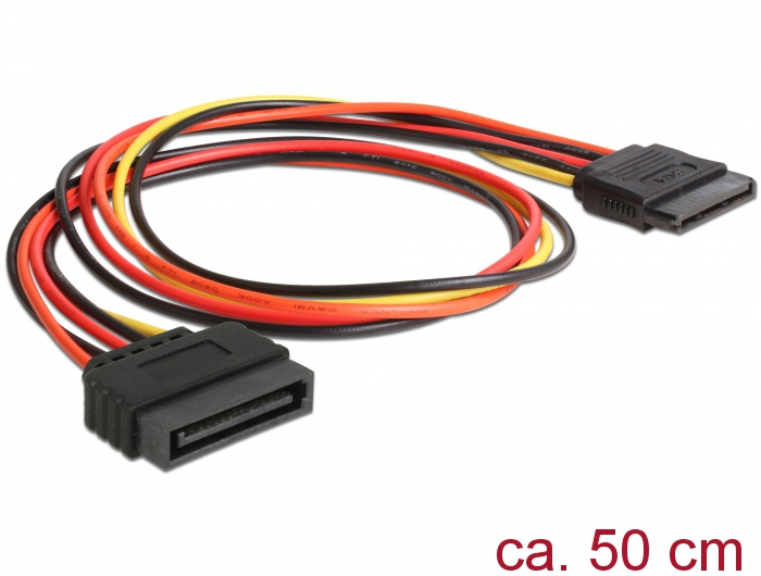 0.5m Verlängerungskabel Power SATA 15 Pin Stecker > SATA 15 Pin Buchse 50  cm | ARLT Computer