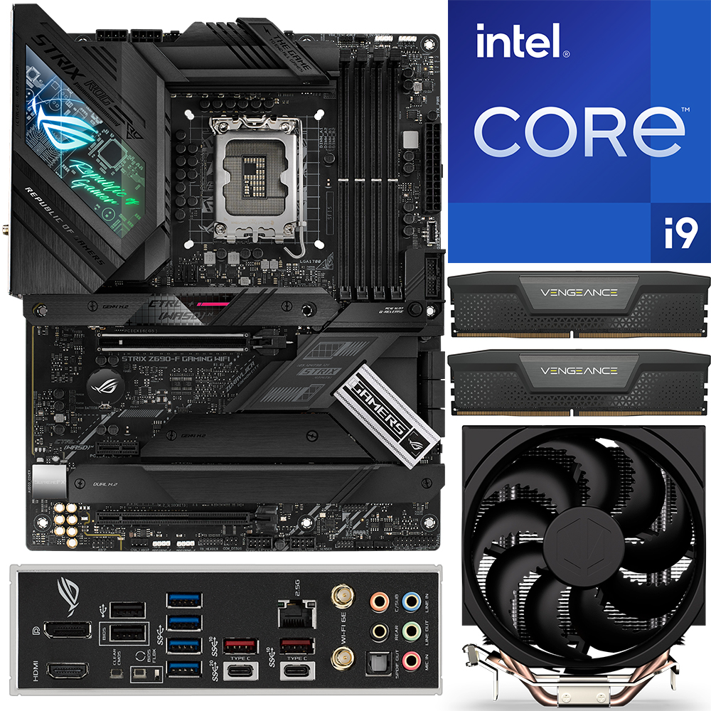 Aufrüstkit Intel Core i9-13900K (8x 3,0GHz, 16x 2,2GHz) + 32GB RAM + ASUS ROG Strix Z690-F Gaming WIFI Mainboard 